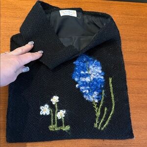 Hand woven hand embroidered by Audrey WHETHAM shopping bag or purse purse